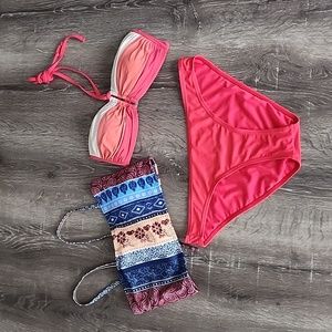 BLEU Rod Beattie Colorblock Halterneck Bikini Top Arizona Bottoms Patchwork Top